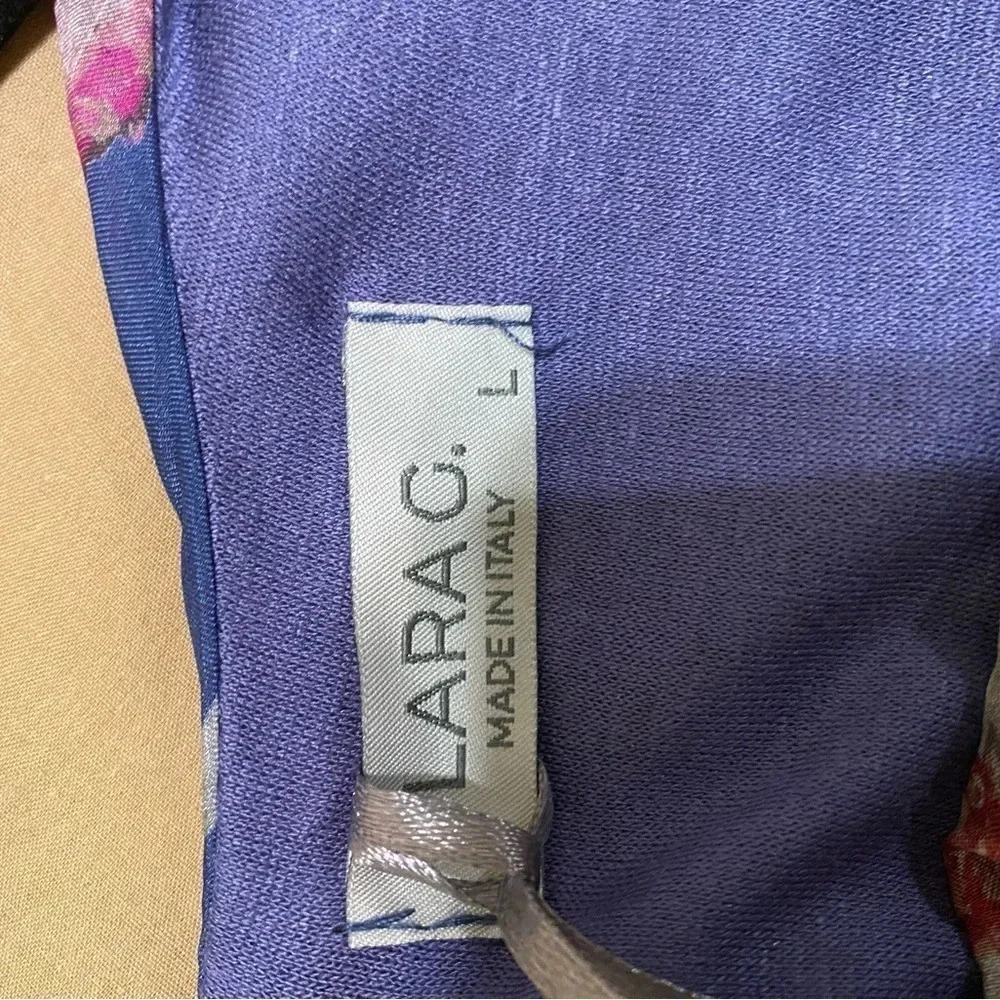 Laraq Silk Blend Denim Floral Maxi Dress Women’s Size Large - Picture 8 of 10